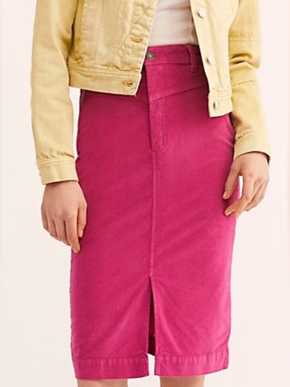 We The Free hot pink corduroy pencil skirt